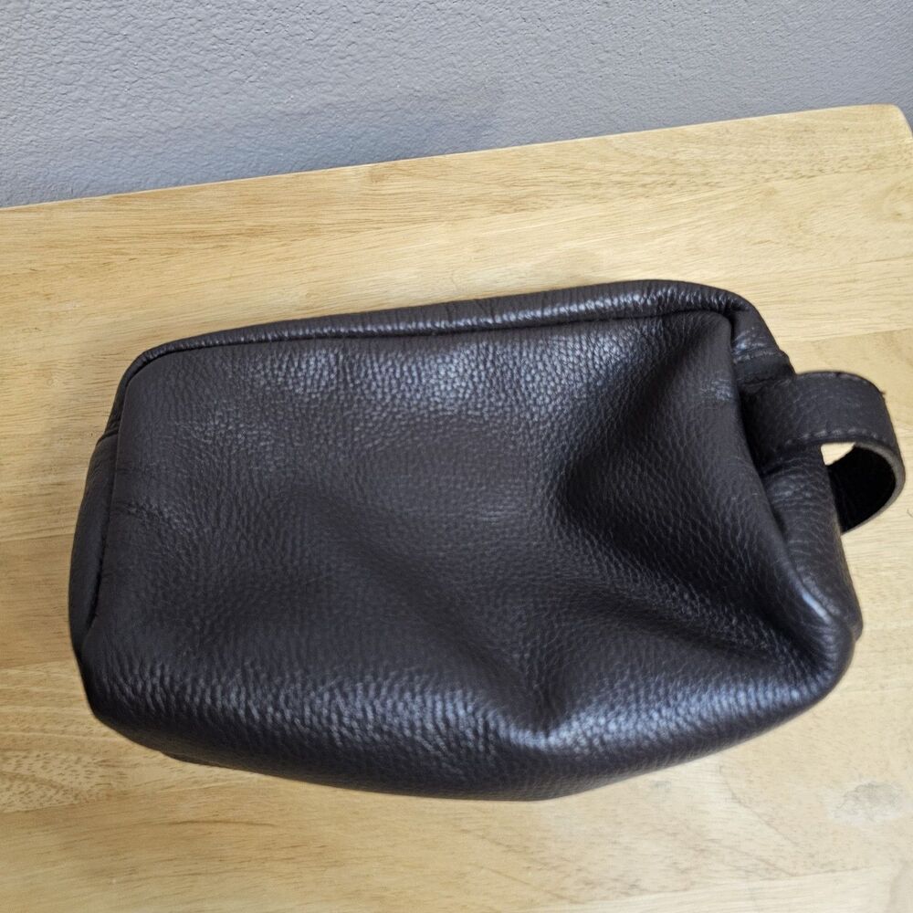 Massei Genuine Leather Dopp Kit Brown Made in Italy Toiletry Travel Shaving Bag